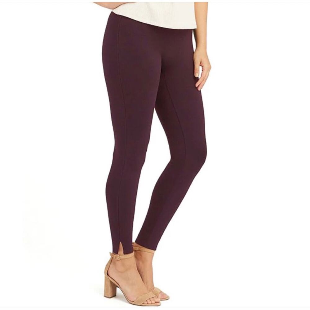 SPANX Women's Ankle Length Ponte Hem Slit Leggings Brandywine Size LP